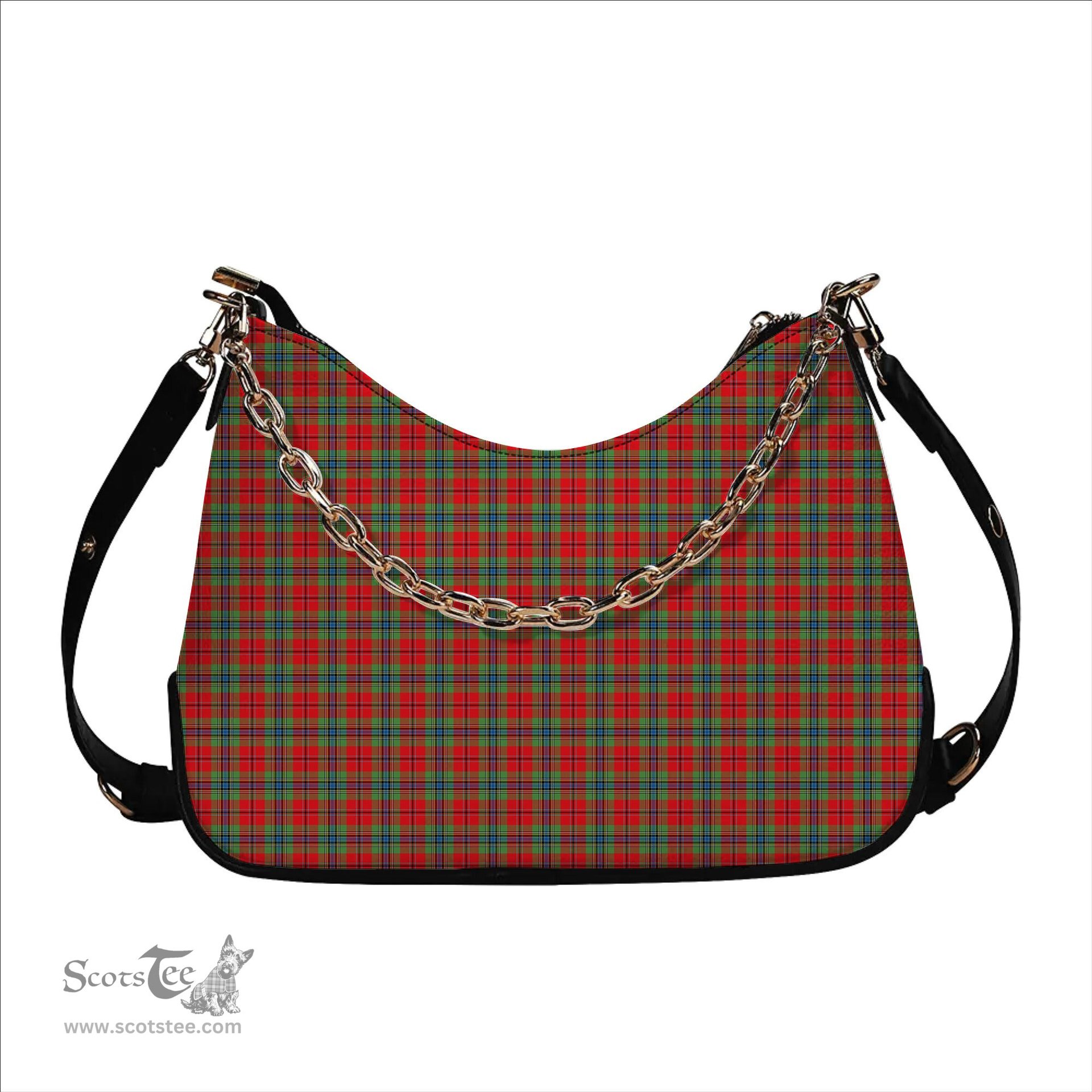 ScotsTee Shop Scottish MacLean of Duart Modern Tartan Handbag Women's Shoulder Bag With Chain