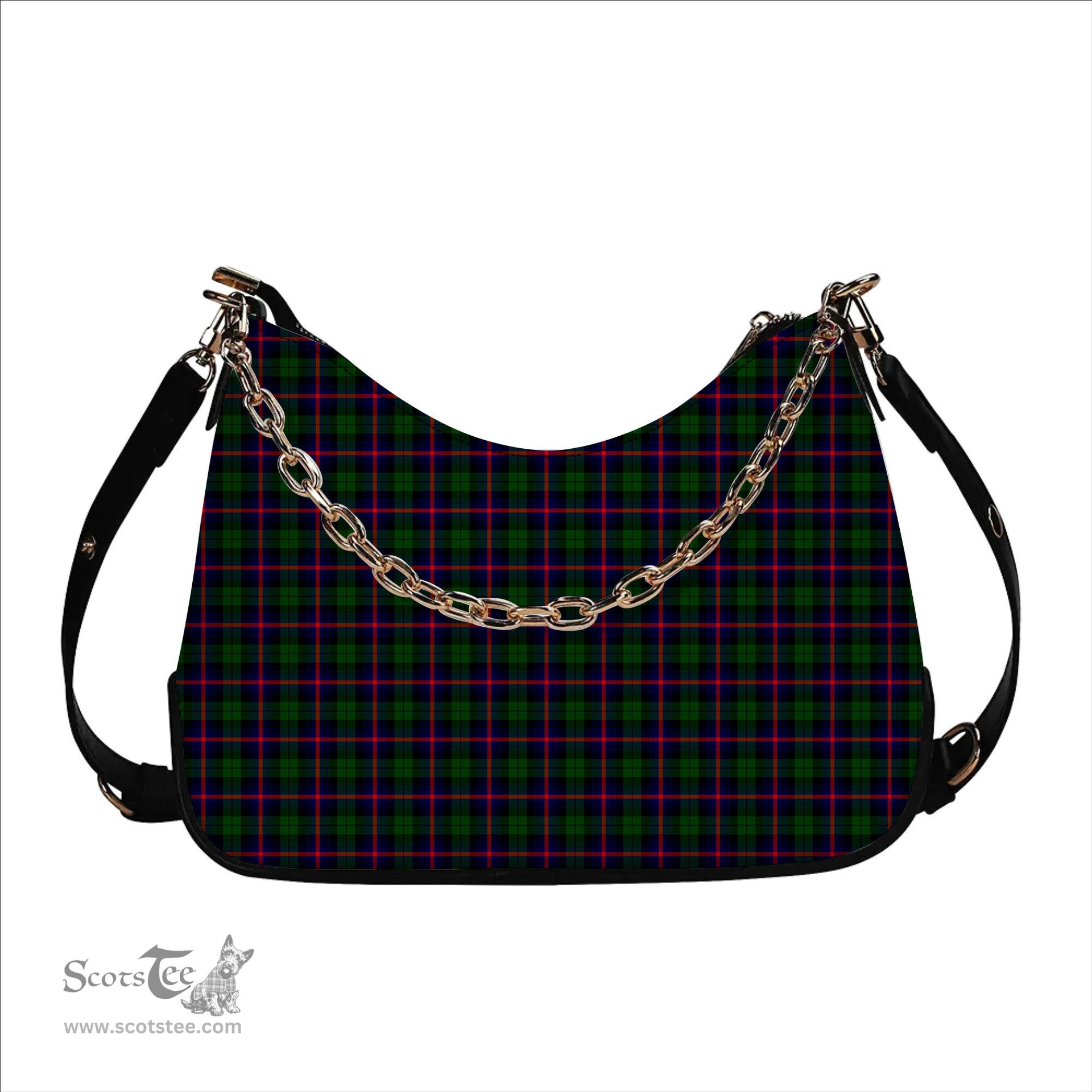 ScotsTee Shop Scottish Urquhart Modern Tartan Handbag Women's Shoulder Bag With Chain