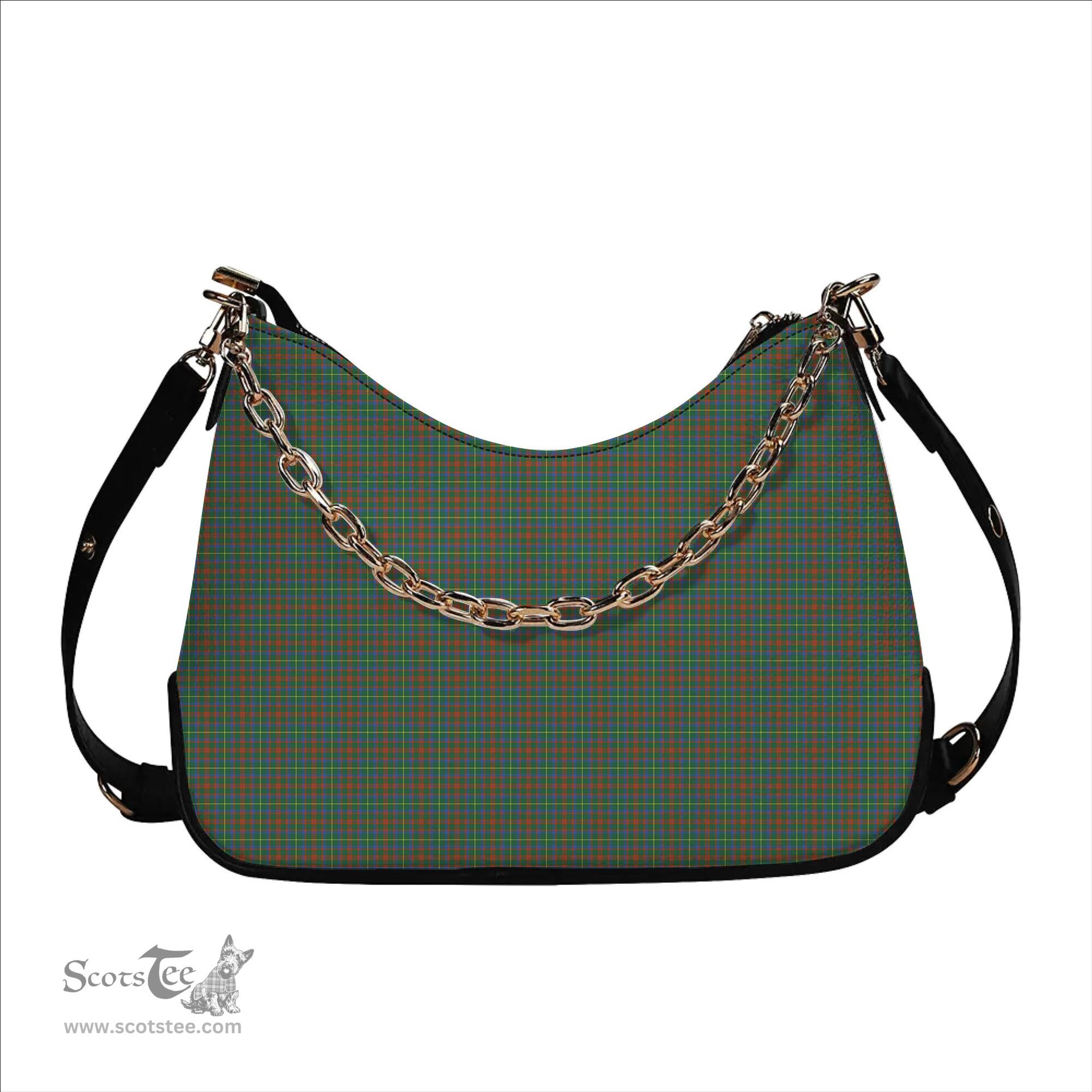 ScotsTee Shop Scottish MacIntosh Hunting Ancient Tartan Handbag Women's Shoulder Bag With Chain