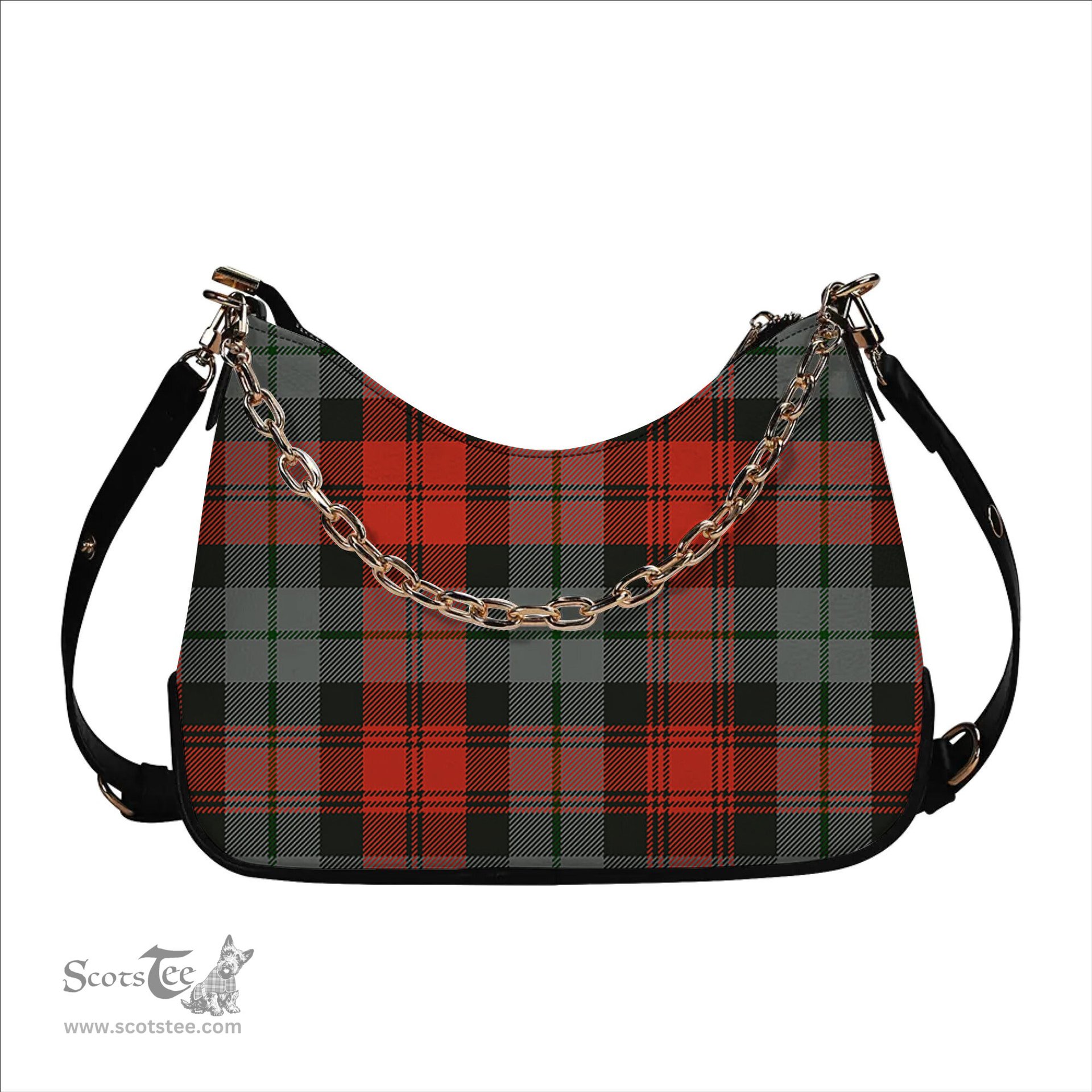 ScotsTee Shop Scottish MacLachlan Weathered Tartan Handbag Women's Shoulder Bag With Chain