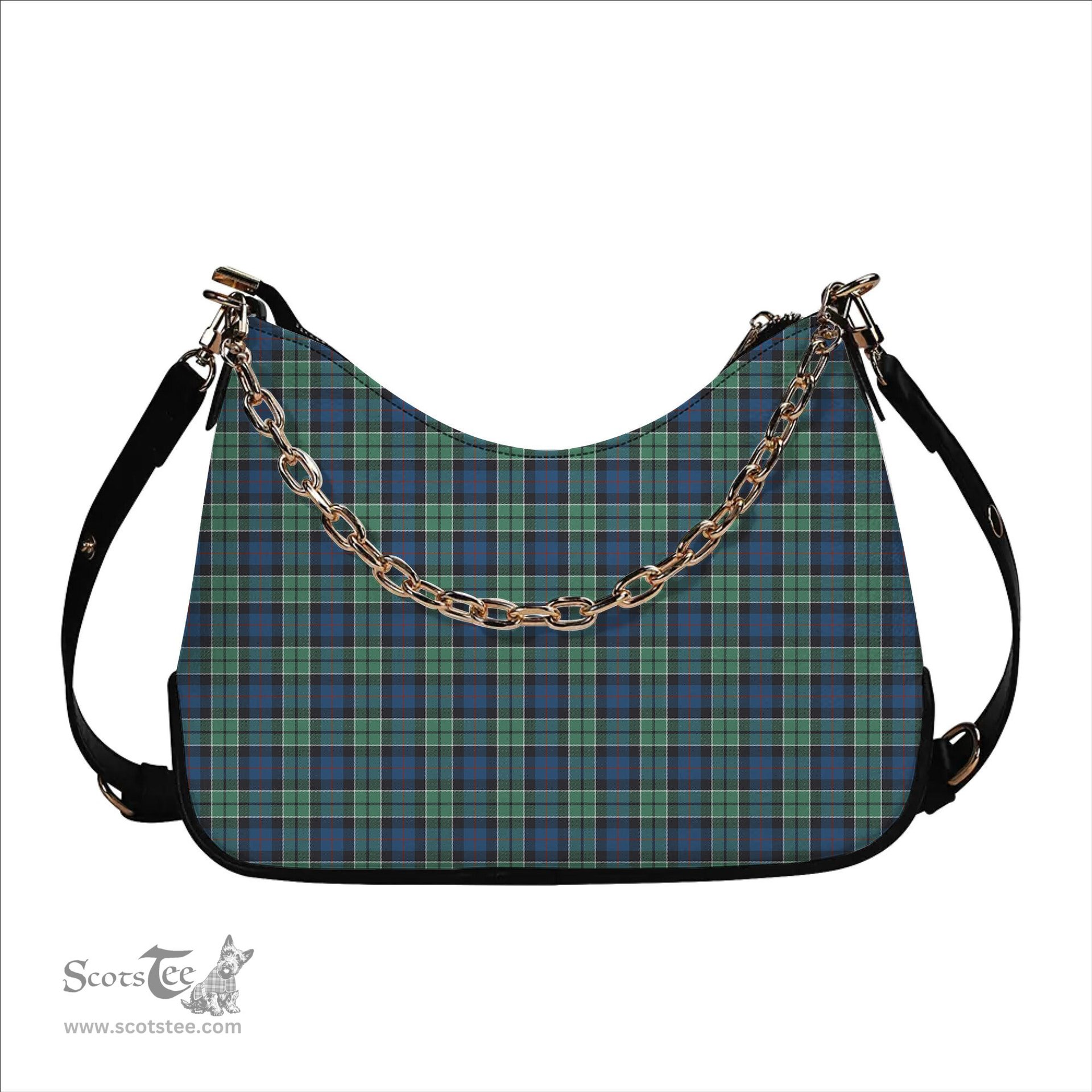 ScotsTee Shop Scottish Leslie Hunting Ancient SC Tartan Handbag Women's Shoulder Bag With Chain
