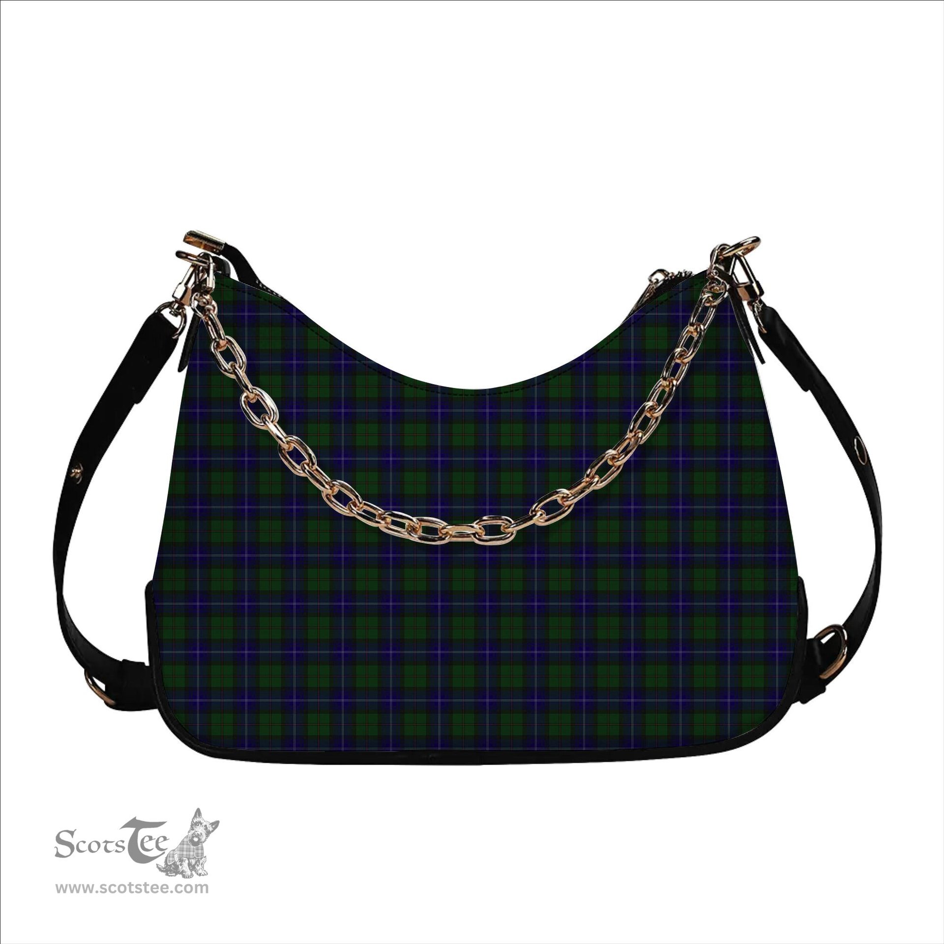ScotsTee Shop Scottish Urquhart White Line Tartan Handbag Women's Shoulder Bag With Chain