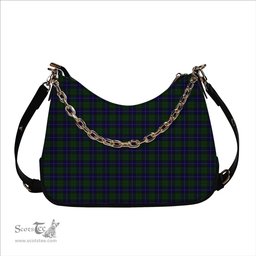 ScotsTee Shop Scottish Urquhart White Line Tartan Handbag Women's Shoulder Bag With Chain