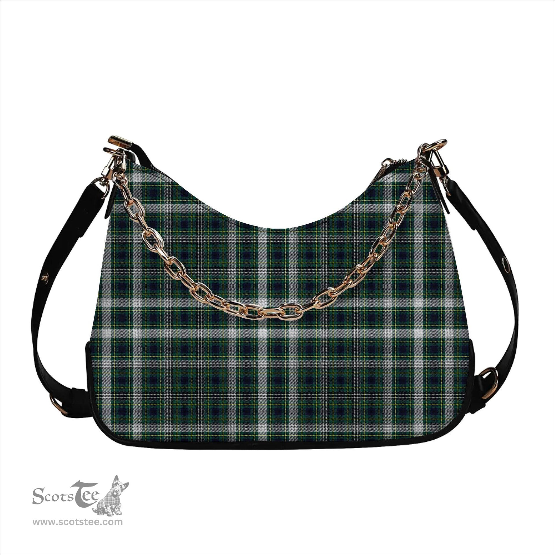 ScotsTee Shop Scottish Johnston Dress Modern Tartan Handbag Women's Shoulder Bag With Chain