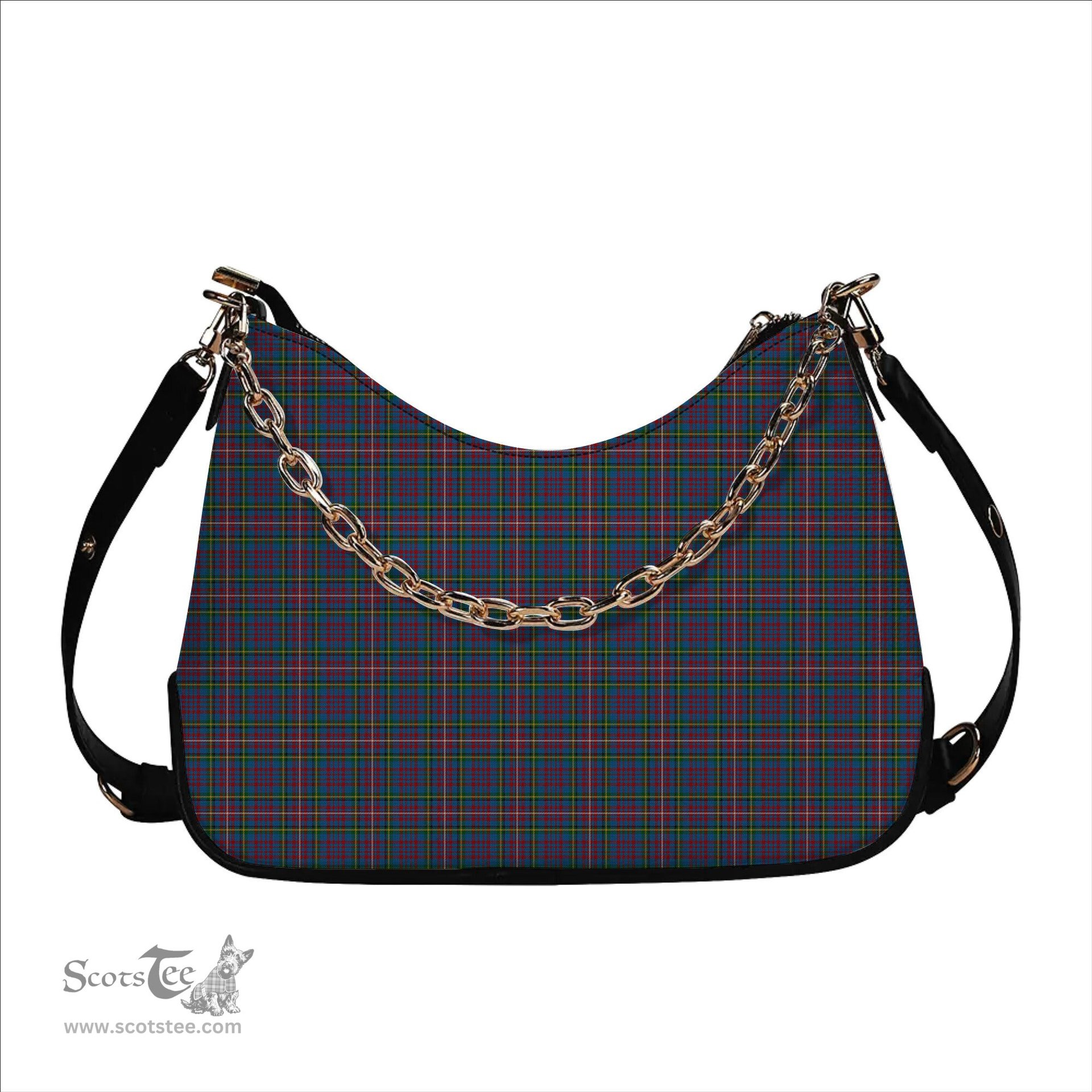 ScotsTee Shop Scottish Hyndman Tartan Handbag Women's Shoulder Bag With Chain
