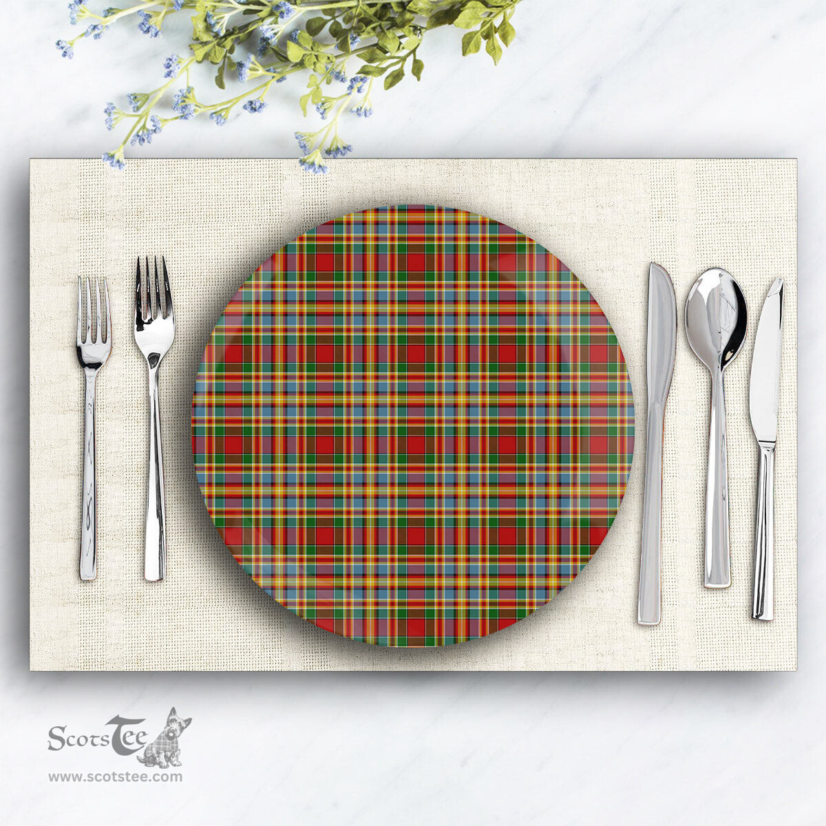 ScotsTee Shop Scottish Chattan Chief of Clan Ceramic Tartan Plate