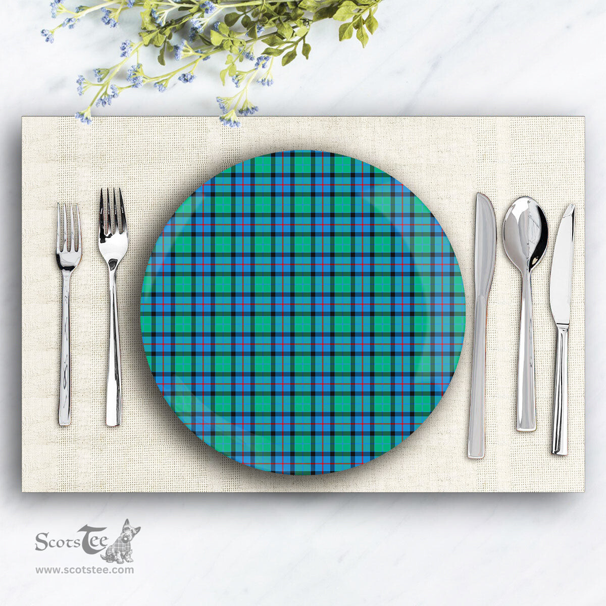 ScotsTee Shop Scottish Flower Of Scotland SC Ceramic Tartan Plate