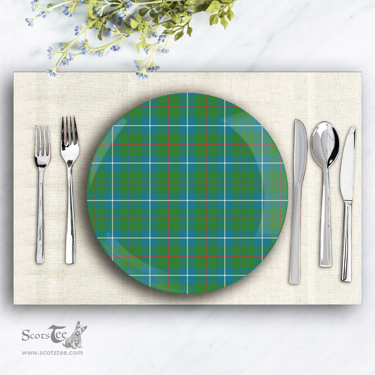 ScotsTee Shop Scottish Irvine of Bonshaw Tower Ancient Ceramic Tartan Plate