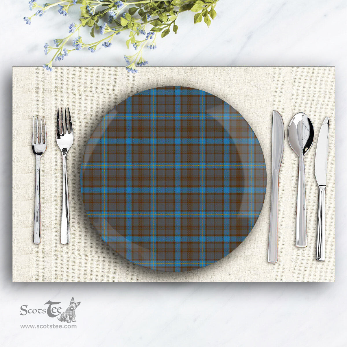 ScotsTee Shop Scottish Hanna of Leith yellow line Ceramic Tartan Plate