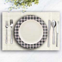ScotsTee Shop Scottish MacPherson of Cluny Black and White Ceramic Tartan Plate