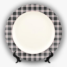 ScotsTee Shop Scottish MacPherson of Cluny Black and White Ceramic Tartan Plate