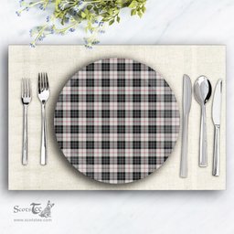 ScotsTee Shop Scottish MacPherson of Cluny Black and White Ceramic Tartan Plate