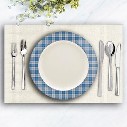 ScotsTee Shop Scottish Menzies Dress Blue and White Ceramic Tartan Plate