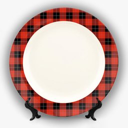 ScotsTee Shop Scottish Ramsay of Dalhousie (Ramsay Red) Ancient Ceramic Tartan Plate