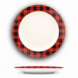 ScotsTee Shop Scottish Ramsay of Dalhousie (Ramsay Red) Ancient Ceramic Tartan Plate