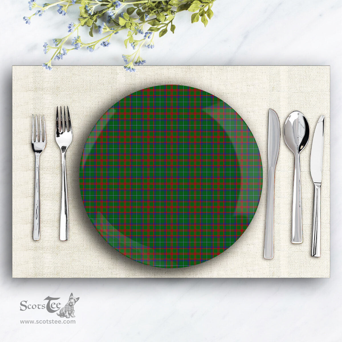 ScotsTee Shop Scottish Shaw of Tordarroch Green Hunting Ceramic Tartan Plate