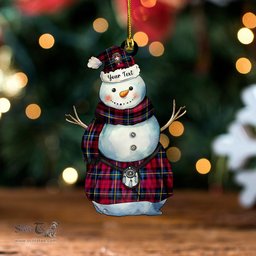 ScotsTee Shop Scottish Aitken Modern Clan Crest Tartan Ornament Snowman Warrior Personalized