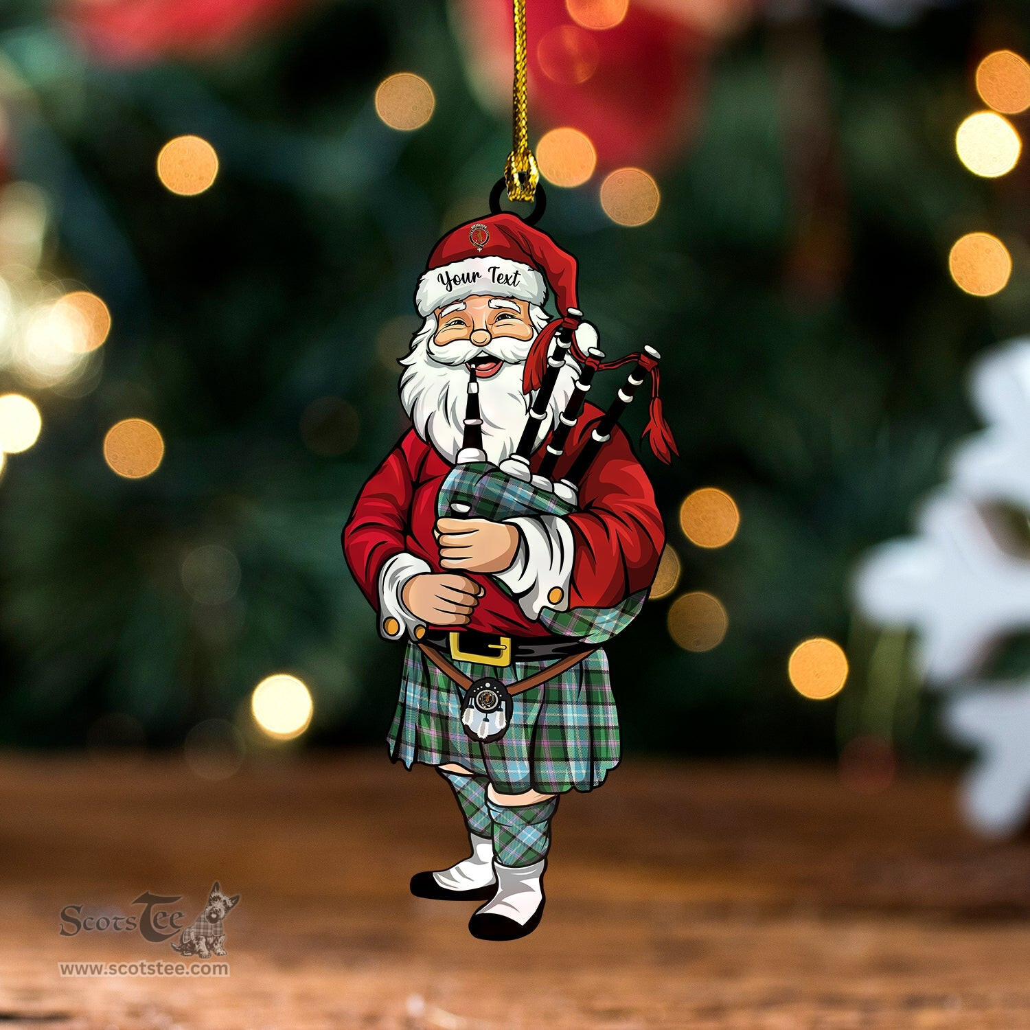 ScotsTee Shop Scottish Alexander of Menstry Hunting Ancient Clan Crest Tartan Ornament Santa Personalized