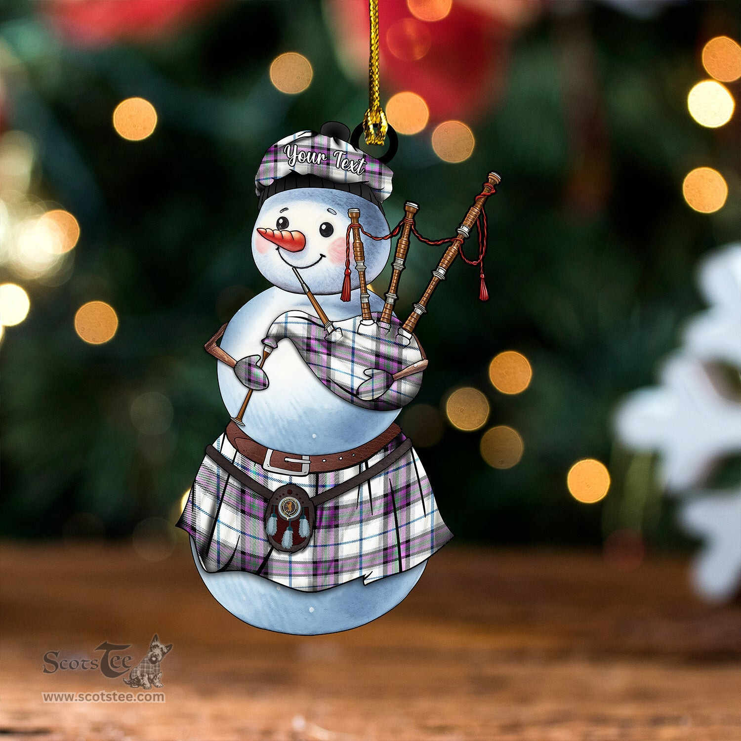 ScotsTee Shop Scottish Alexander of Menstry Dress Ancient Clan Crest Tartan Ornament Snowman Bagpipe Personalized