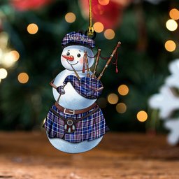 ScotsTee Shop Scottish Alexander of Menstry Modern Clan Crest Tartan Ornament Snowman Bagpipe Personalized