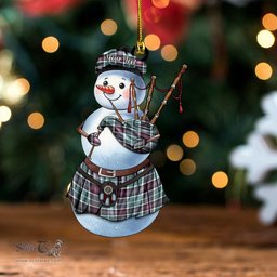 ScotsTee Shop Scottish Alexander of Menstry Weathered Clan Crest Tartan Ornament Snowman Bagpipe Personalized