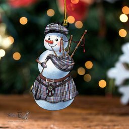 ScotsTee Shop Scottish Anderson Old Weathered Clan Crest Tartan Ornament Snowman Bagpipe Personalized