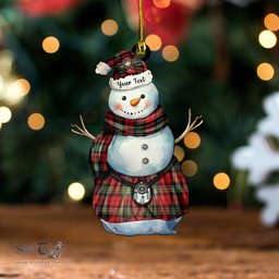 ScotsTee Shop Scottish Aitken Weathered Clan Crest Tartan Ornament Snowman Warrior Personalized