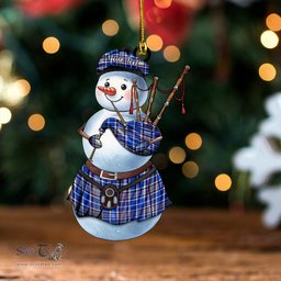 ScotsTee Shop Scottish Alexander of Menstry Ancient Clan Crest Tartan Ornament Snowman Bagpipe Personalized