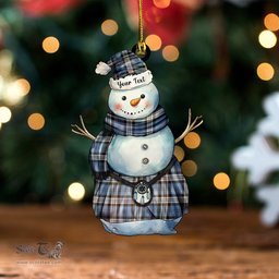 ScotsTee Shop Scottish Anderson Blue Weathered Tartan Ornament Snowman Warrior Personalized