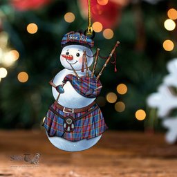 ScotsTee Shop Scottish Anderson Red Clan Crest Tartan Ornament Snowman Bagpipe Personalized