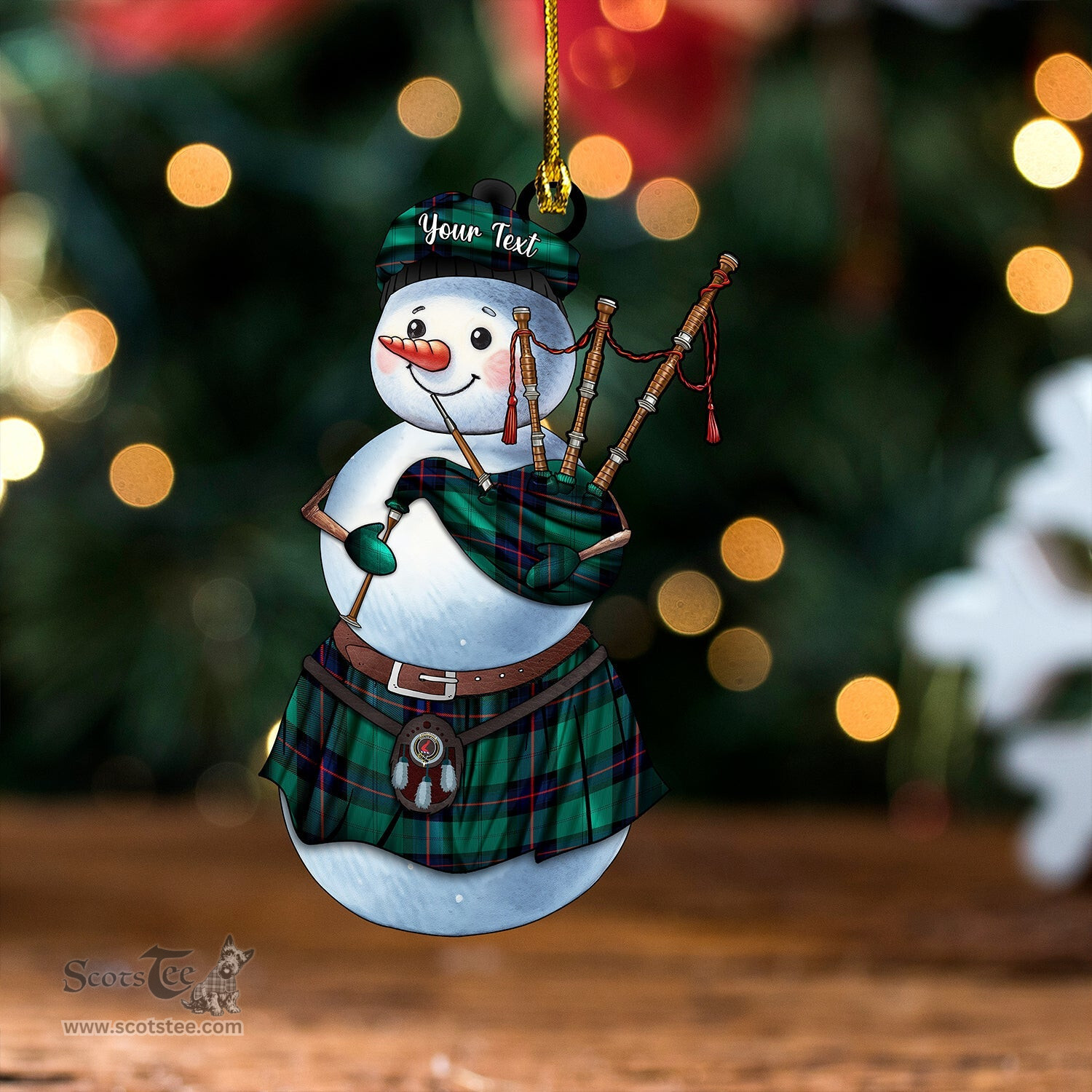 ScotsTee Shop Scottish Armstrong Modern Clan Crest Tartan Ornament Snowman Bagpipe Personalized