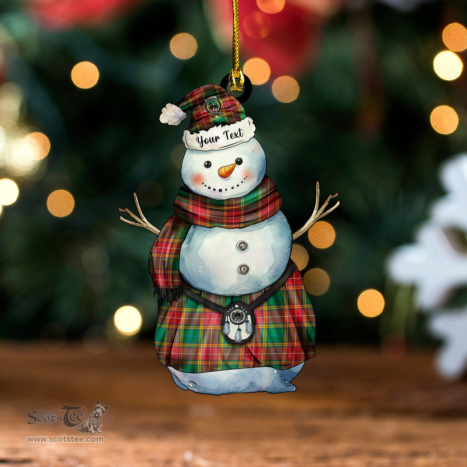 ScotsTee Shop Scottish Baxter of Balgavies Ancient Clan Crest Tartan Ornament Snowman Warrior Personalized