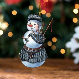 ScotsTee Shop Scottish Arbuthnot Weathered Clan Crest Tartan Ornament Snowman Bagpipe Personalized