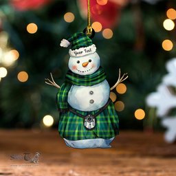 ScotsTee Shop Scottish Blackwood Modern Tartan Ornament Snowman Warrior Personalized