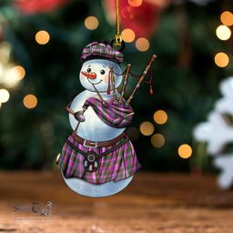 ScotsTee Shop Scottish Belfrage (Belfarge) Ancient Tartan Ornament Snowman Bagpipe Personalized