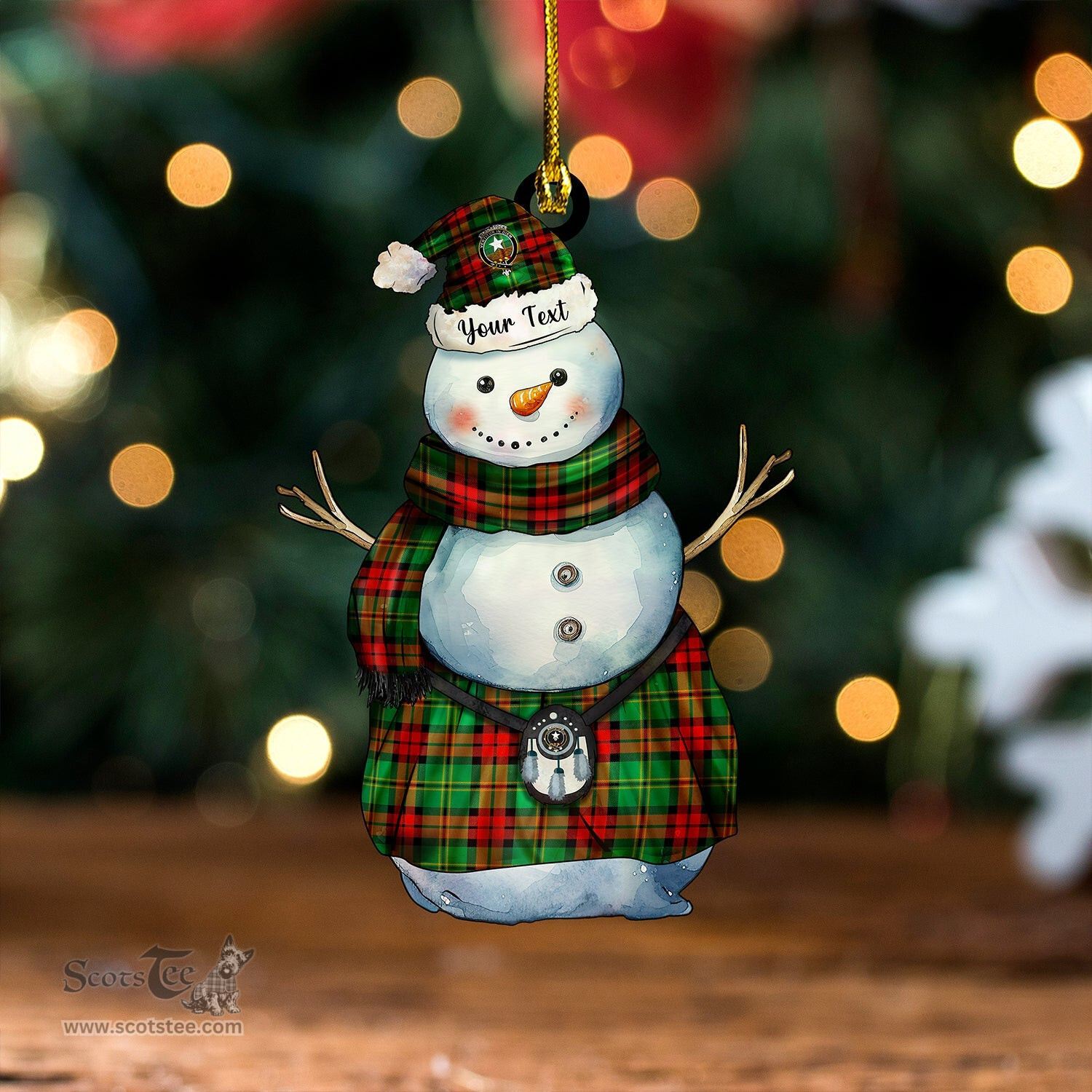ScotsTee Shop Scottish Blackstock Hunting Ancient Clan Crest Tartan Ornament Snowman Warrior Personalized
