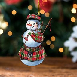 ScotsTee Shop Scottish Blackie Modern Clan Crest Tartan Ornament Snowman Bagpipe Personalized