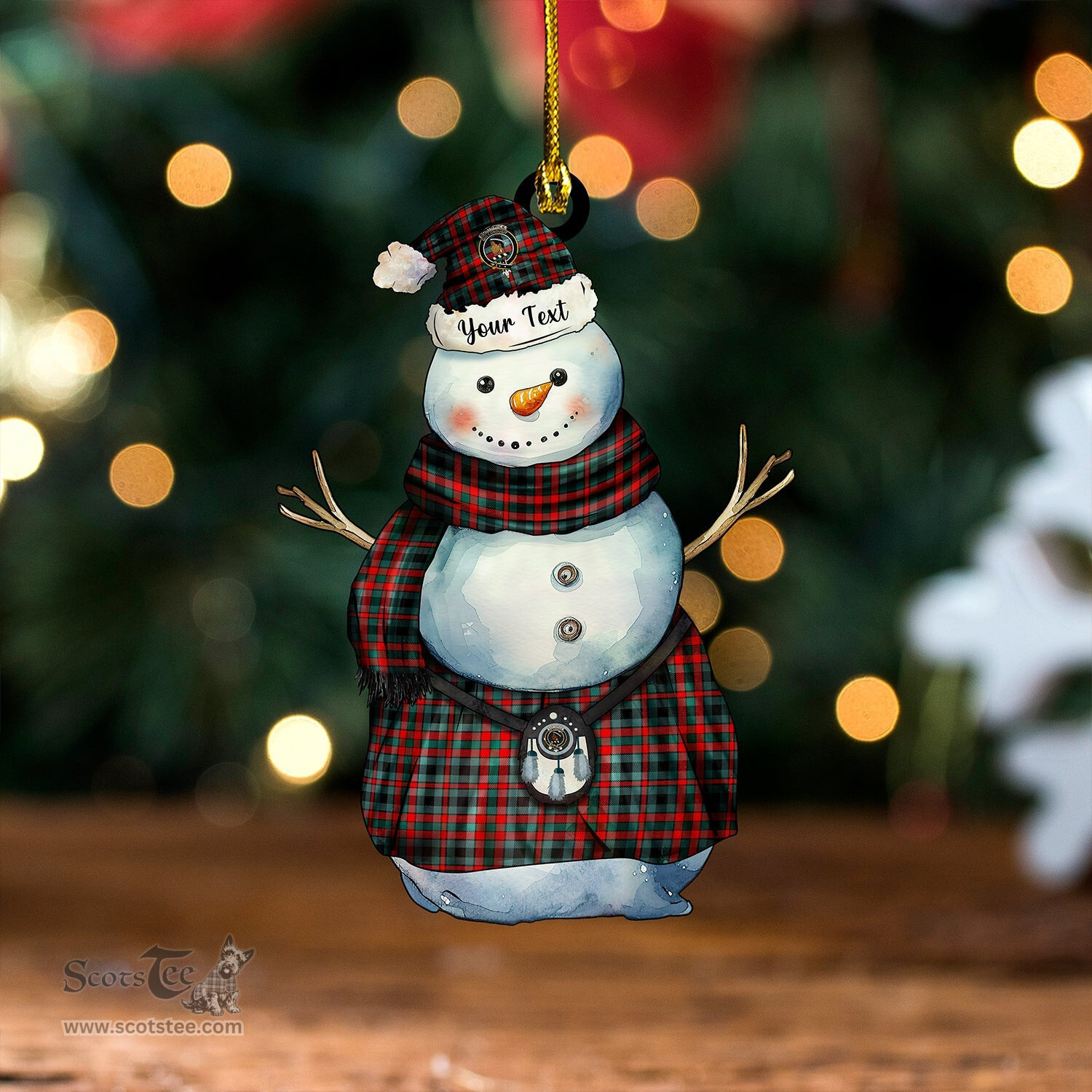 ScotsTee Shop Scottish Borthwick Modern Clan Crest Tartan Ornament Snowman Warrior Personalized