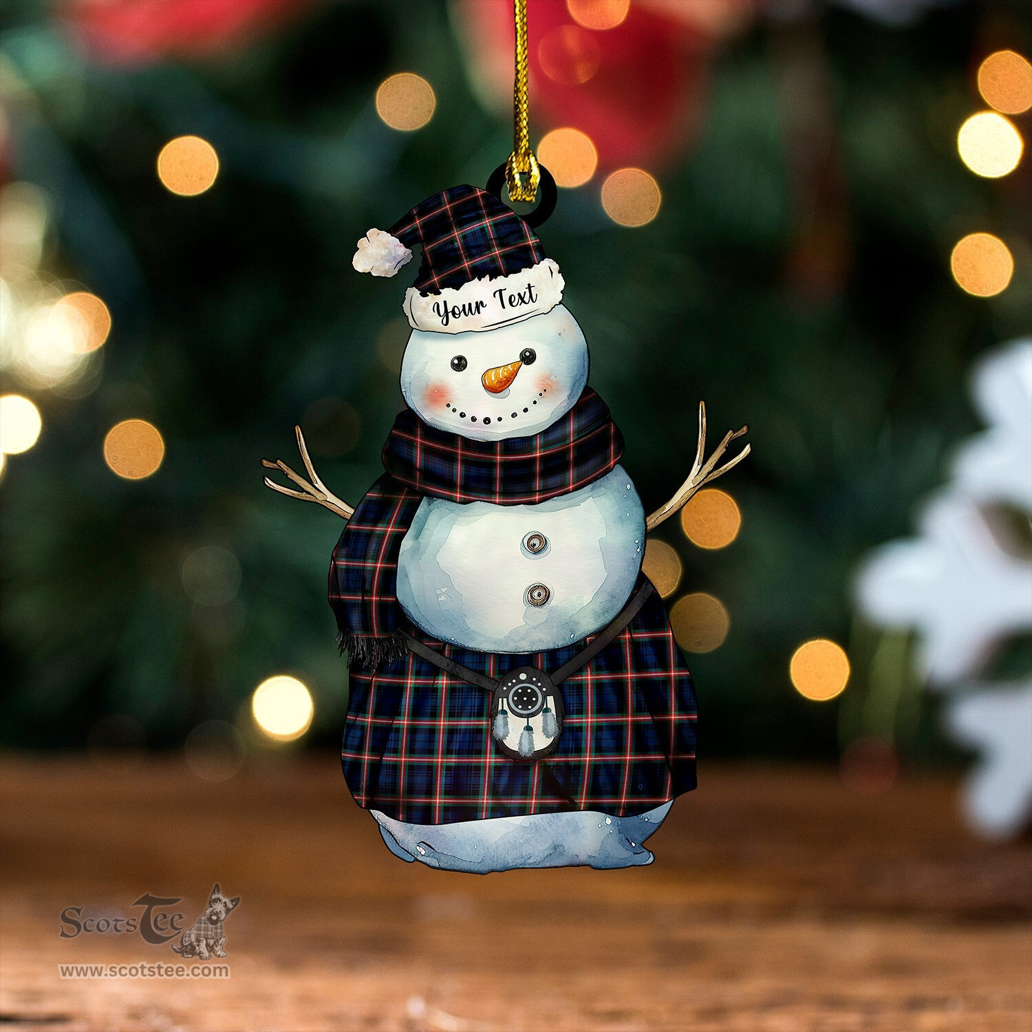 ScotsTee Shop Scottish Blanton Dress Modern Tartan Ornament Snowman Warrior Personalized