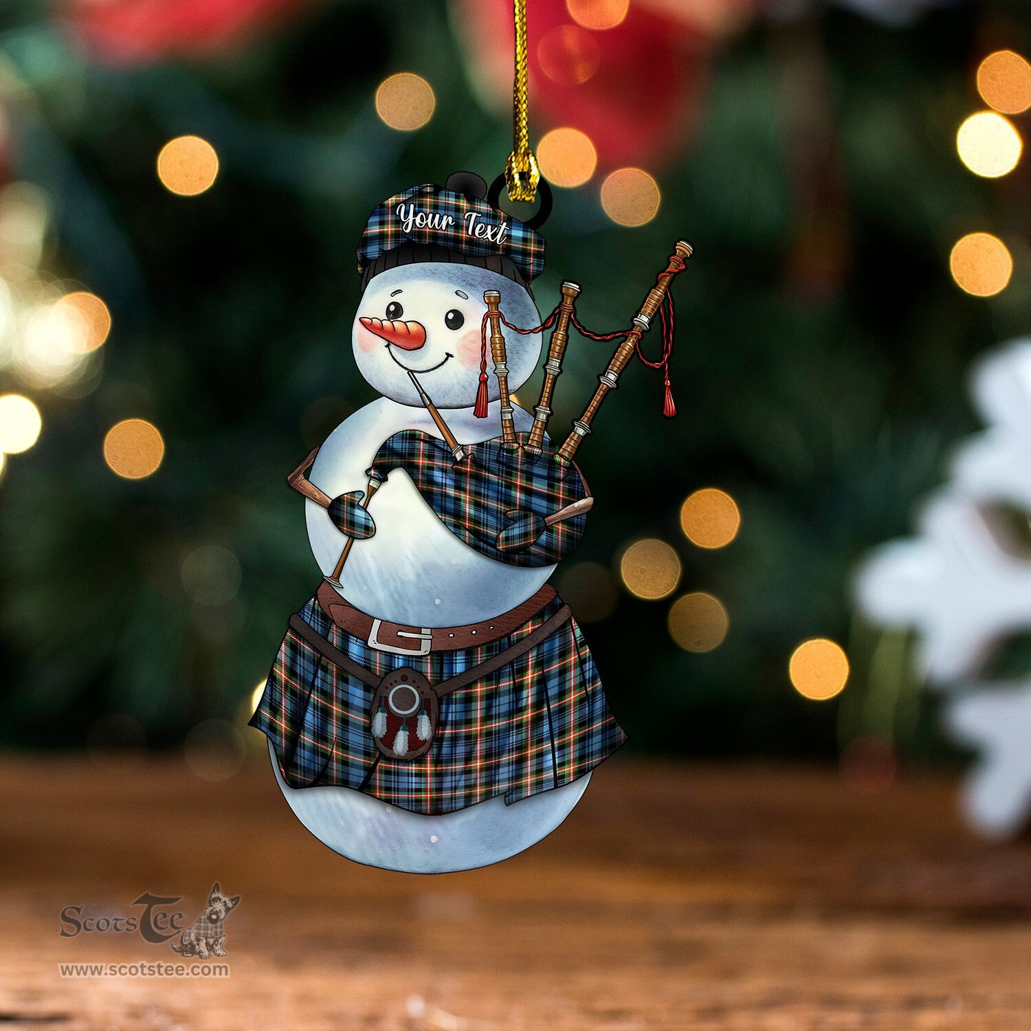 ScotsTee Shop Scottish Blanton Dress Ancient Tartan Ornament Snowman Bagpipe Personalized