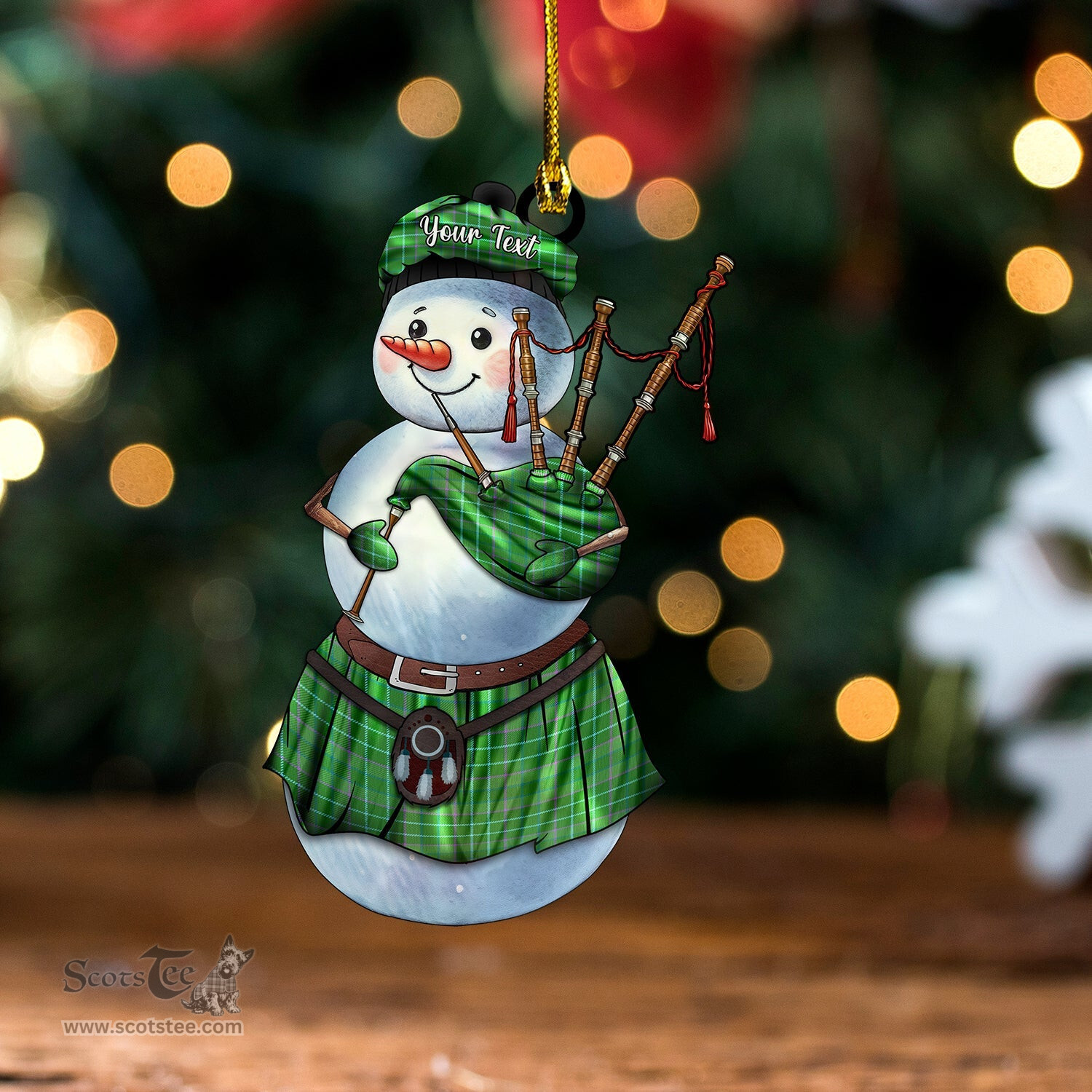 ScotsTee Shop Scottish Blackwood Ancient Tartan Ornament Snowman Bagpipe Personalized