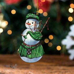 ScotsTee Shop Scottish Blackwood Ancient Tartan Ornament Snowman Bagpipe Personalized