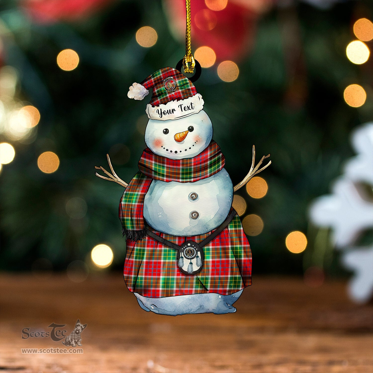 ScotsTee Shop Scottish Blackie Modern Clan Crest Tartan Ornament Snowman Warrior Personalized