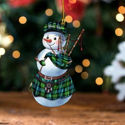 ScotsTee Shop Scottish Blair Ancient Clan Crest Tartan Ornament Snowman Bagpipe Personalized