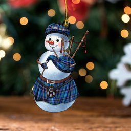 ScotsTee Shop Scottish Dempster Modern Clan Crest Tartan Ornament Snowman Bagpipe Personalized