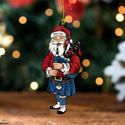 ScotsTee Shop Scottish Haney Blue Modern Clan Crest Tartan Ornament Santa Personalized