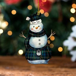 ScotsTee Shop Scottish Gunn Modern Clan Crest Tartan Ornament Snowman Warrior Personalized