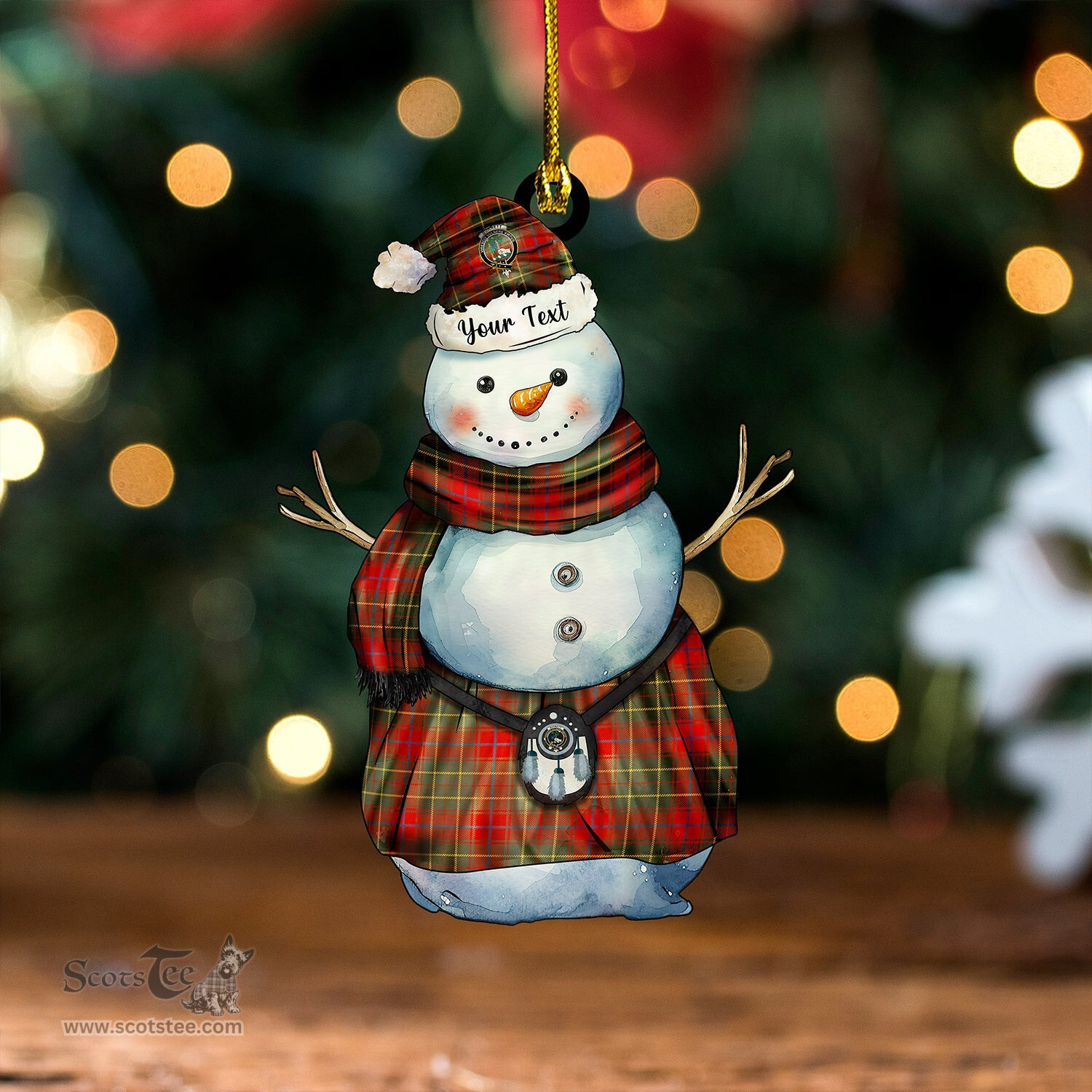 ScotsTee Shop Scottish Burnett of Powis Ancient Clan Crest Tartan Ornament Snowman Warrior Personalized