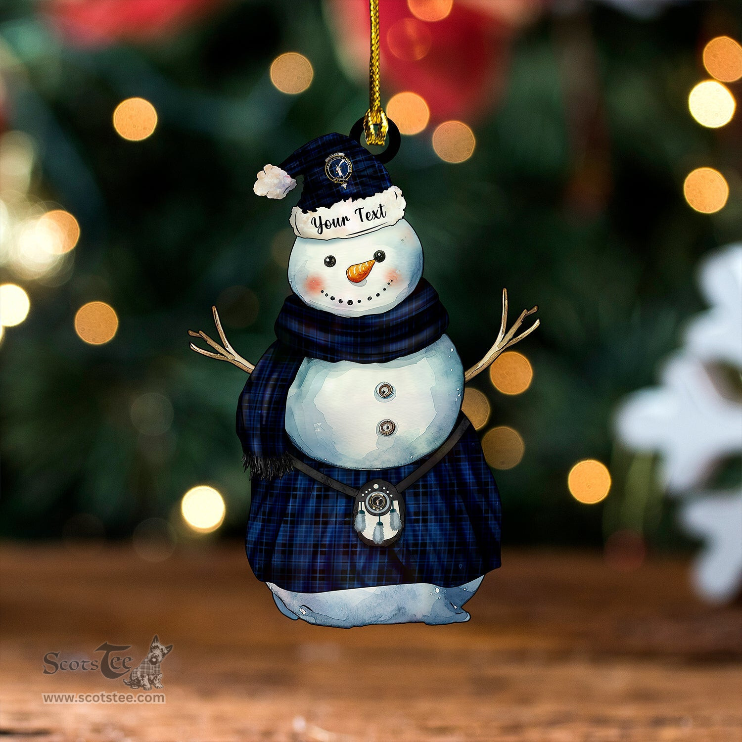 ScotsTee Shop Scottish Clark (Clergy) Modern Clan Crest Tartan Ornament Snowman Warrior Personalized