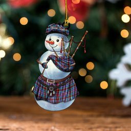 ScotsTee Shop Scottish Huntly Modern Clan Crest Tartan Ornament Snowman Bagpipe Personalized